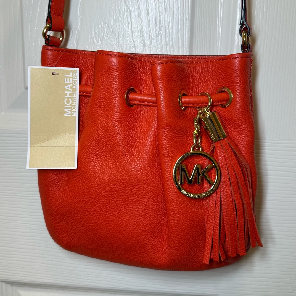 Micheal Khors Ring Tote Leather Mandarin Crossbody Bag